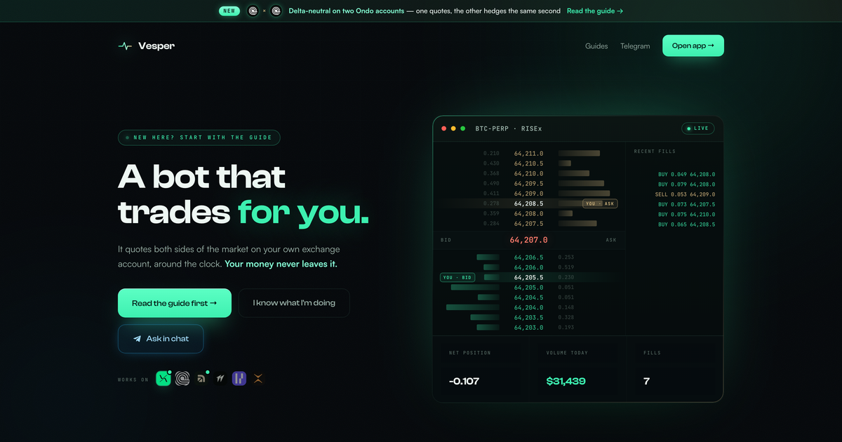 Vesper market-making bot and the SypherScore funding screener